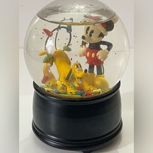 Mickey Mouse & Pluto Snow Globe Music Box Plays “Deck the Halls” Enesco Disney